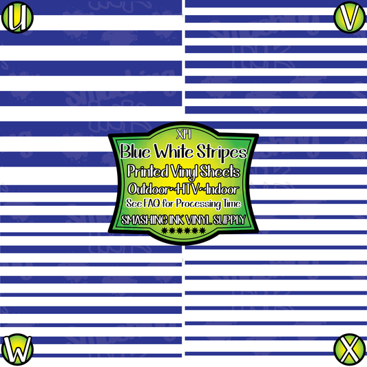 Blue White Stripes ★ Pattern Vinyl | Faux Leather | Sublimation (TAT 3 BUS DAYS)
