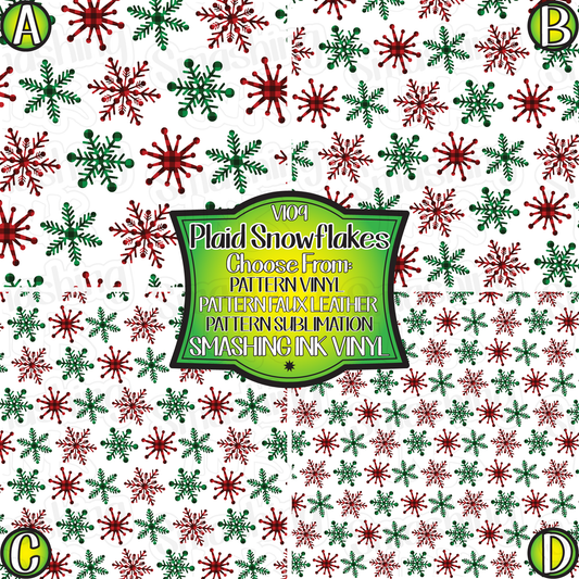 Plaid Snowflakes ★ Pattern Vinyl | Faux Leather | Sublimation (TAT 3 BUS DAYS)