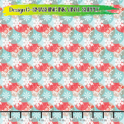 Red Teal Winter ★ Pattern Vinyl | Faux Leather | Sublimation (TAT 3 BUS DAYS)