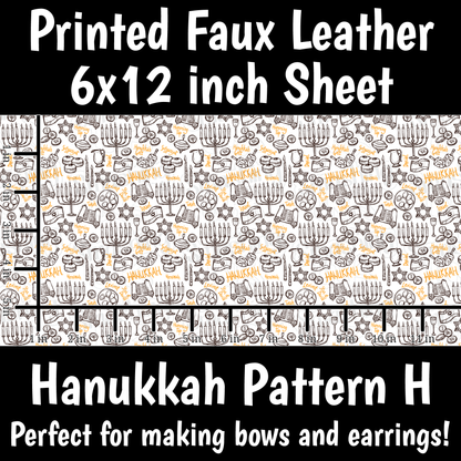 Hanukkah Pattern H - Faux Leather Sheet (SHIPS IN 3 BUS DAYS)