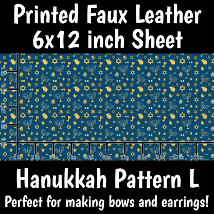 Hanukkah Pattern L - Faux Leather Sheet (SHIPS IN 3 BUS DAYS)