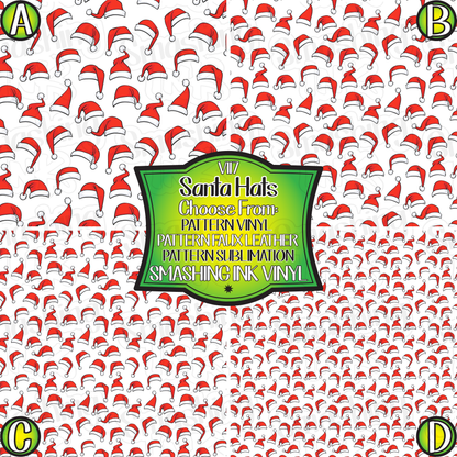 Santa Hats ★ Pattern Vinyl | Faux Leather | Sublimation (TAT 3 BUS DAYS)