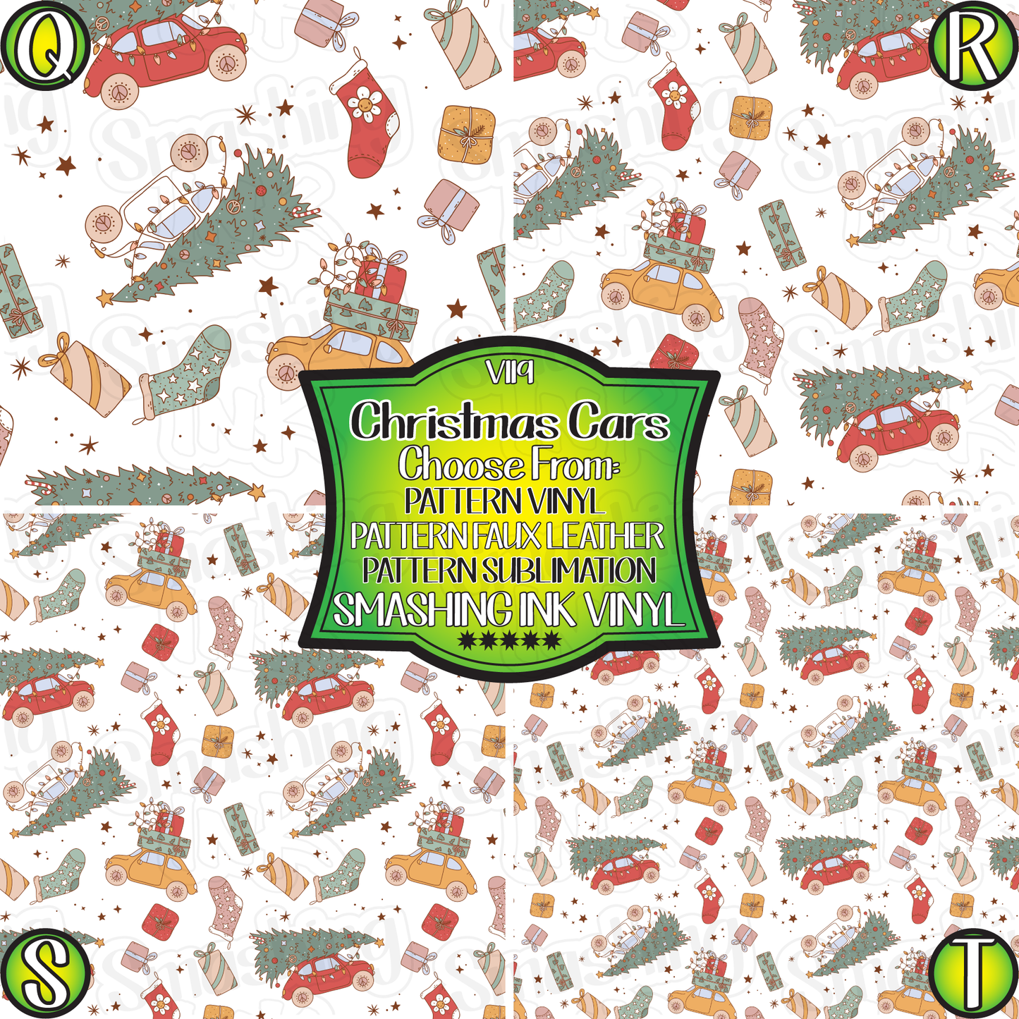 Christmas Cars ★ Pattern Vinyl | Faux Leather | Sublimation (TAT 3 BUS DAYS)