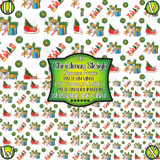 Christmas Sleighs ★ Pattern Vinyl | Faux Leather | Sublimation (TAT 3 BUS DAYS)