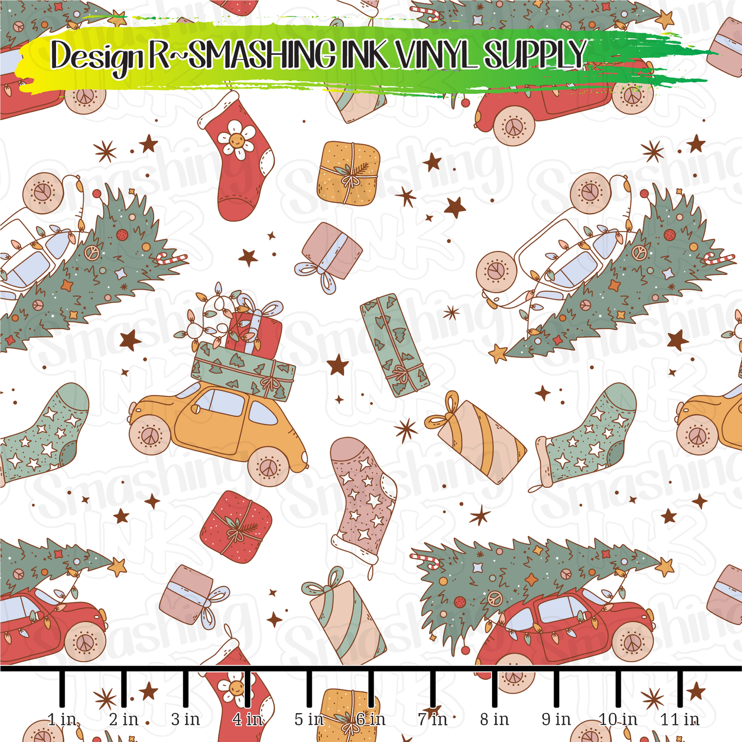 Christmas Cars ★ Laser Safe Adhesive Film (TAT 3 BUS DAYS)