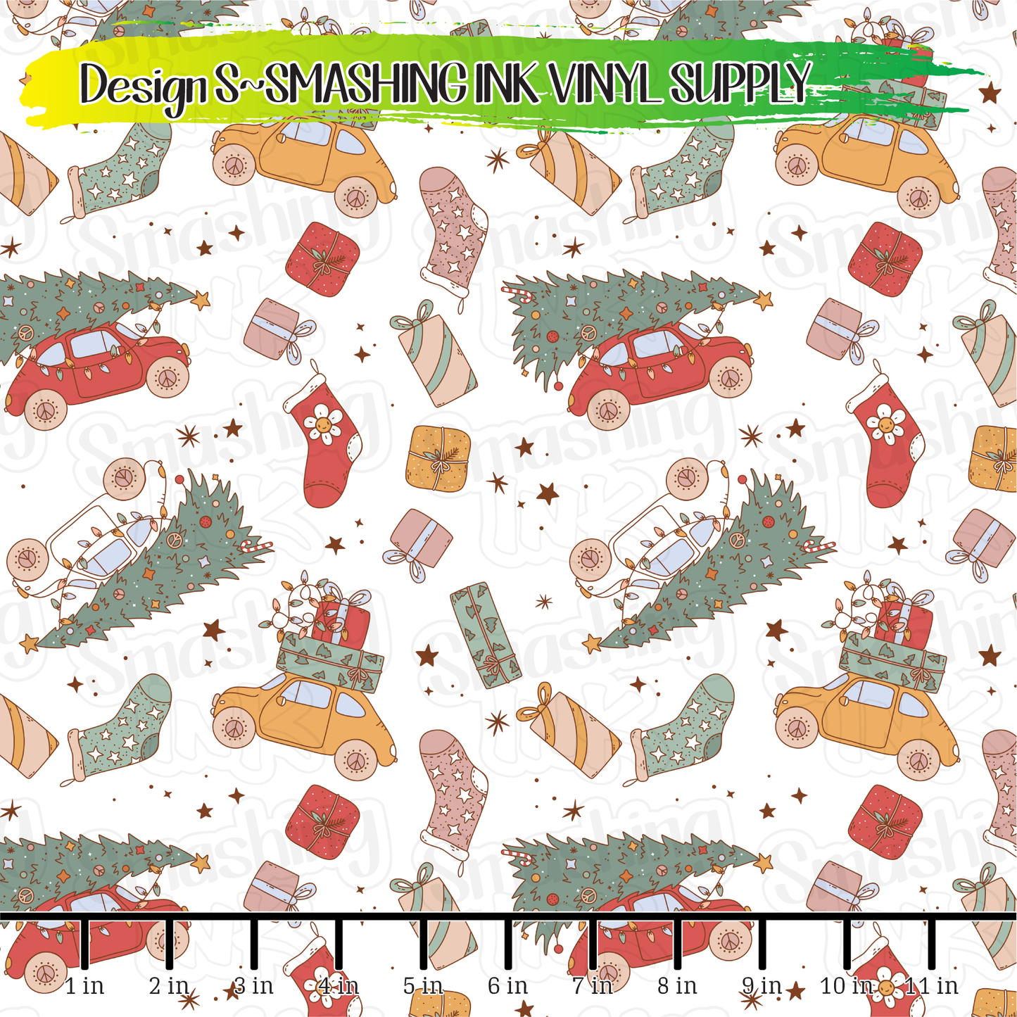 Christmas Cars ★ Laser Safe Adhesive Film (TAT 3 BUS DAYS)