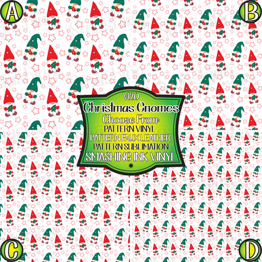 Christmas Gnomes ★ Pattern Vinyl | Faux Leather | Sublimation (TAT 3 BUS DAYS)
