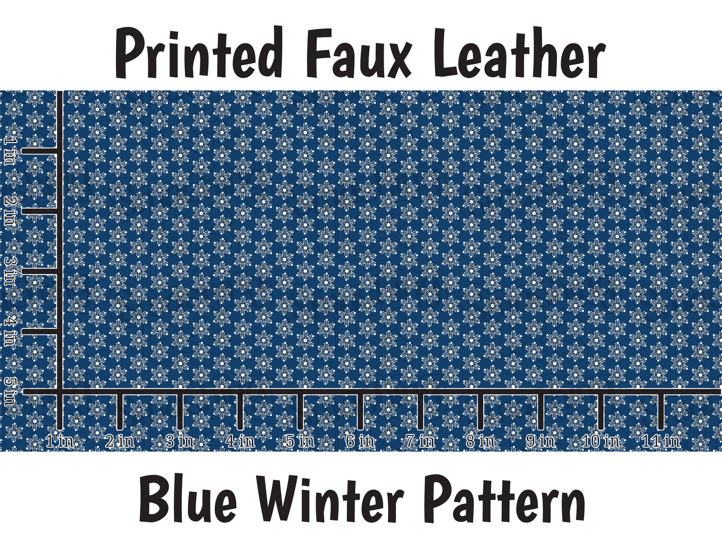 Blue Winter Pattern - Faux Leather Sheet (SHIPS IN 3 BUS DAYS)
