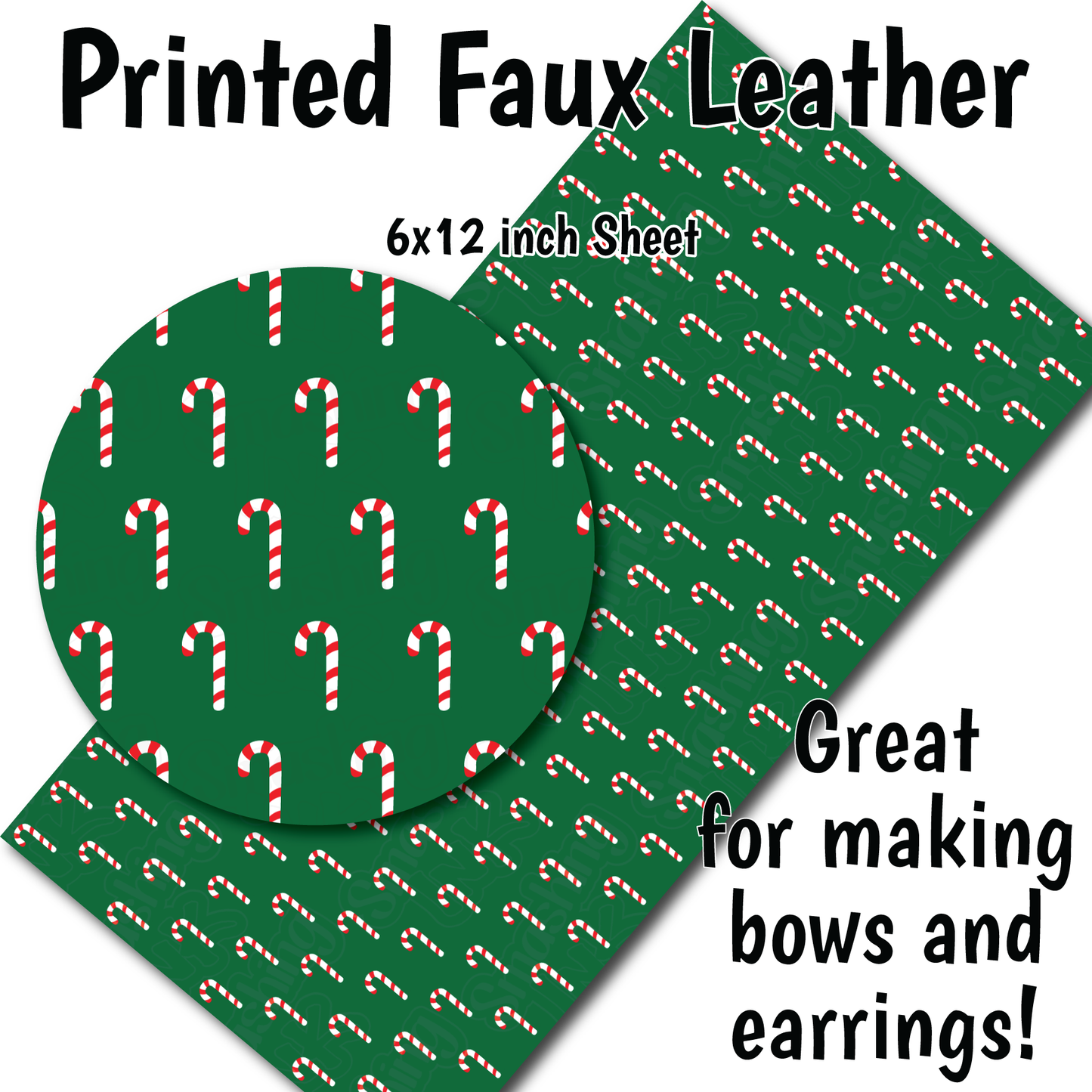 Candy Canes M - Faux Leather Sheet (SHIPS IN 3 BUS DAYS)