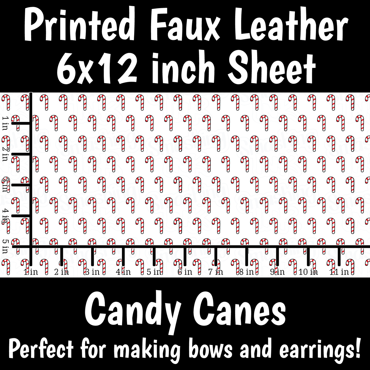 Candy Canes N - Faux Leather Sheet (SHIPS IN 3 BUS DAYS)