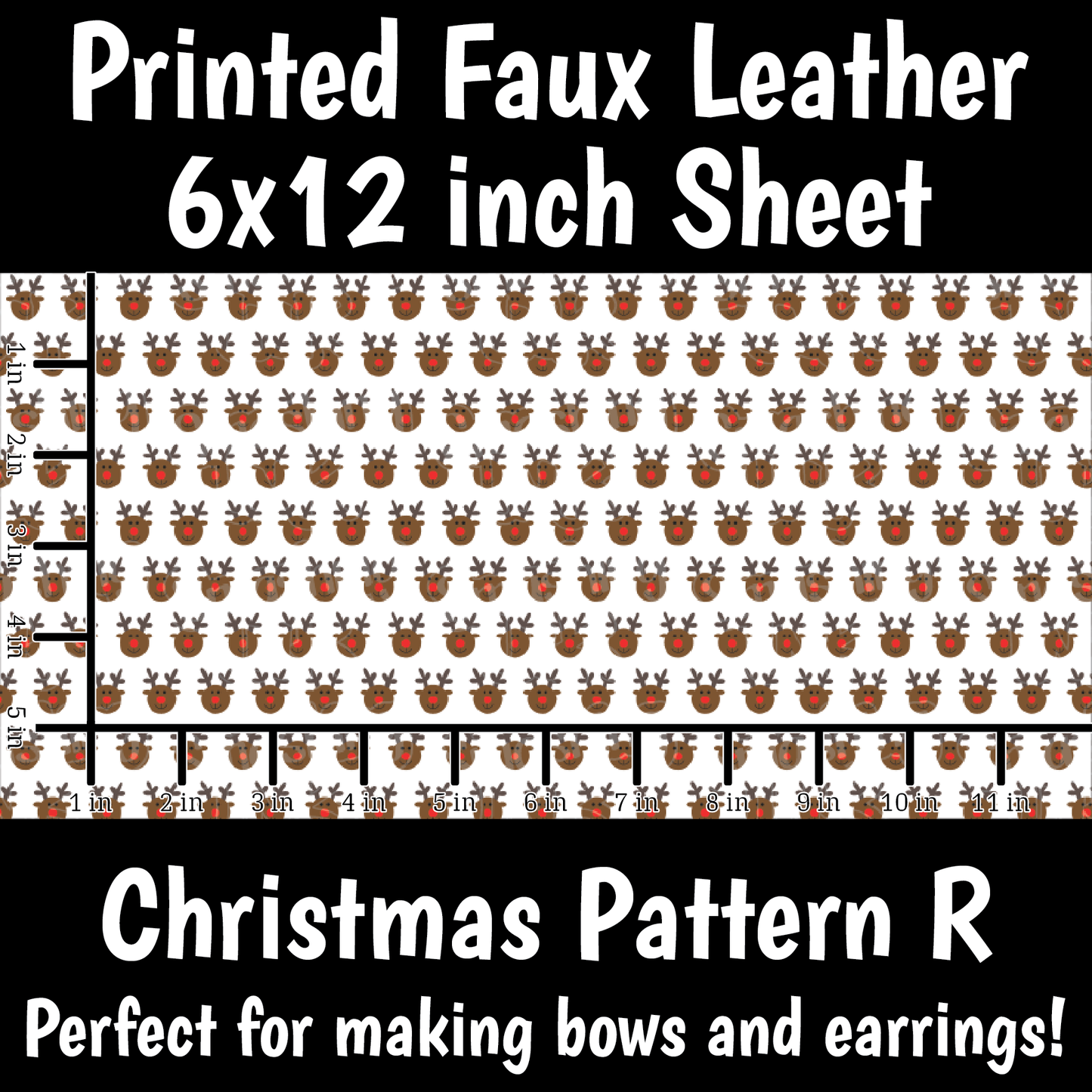 Christmas Pattern R - Faux Leather Sheet (SHIPS IN 3 BUS DAYS)