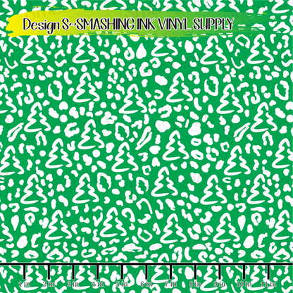 Christmas Tree Leopard ★ Pattern Vinyl | Faux Leather | Sublimation (TAT 3 BUS DAYS)