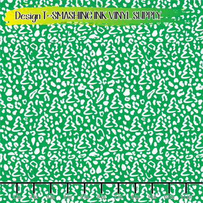 Christmas Tree Leopard ★ Pattern Vinyl | Faux Leather | Sublimation (TAT 3 BUS DAYS)