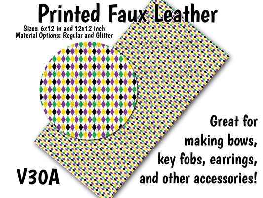 Mardi Gras - Faux Leather Sheet (SHIPS IN 3 BUS DAYS)