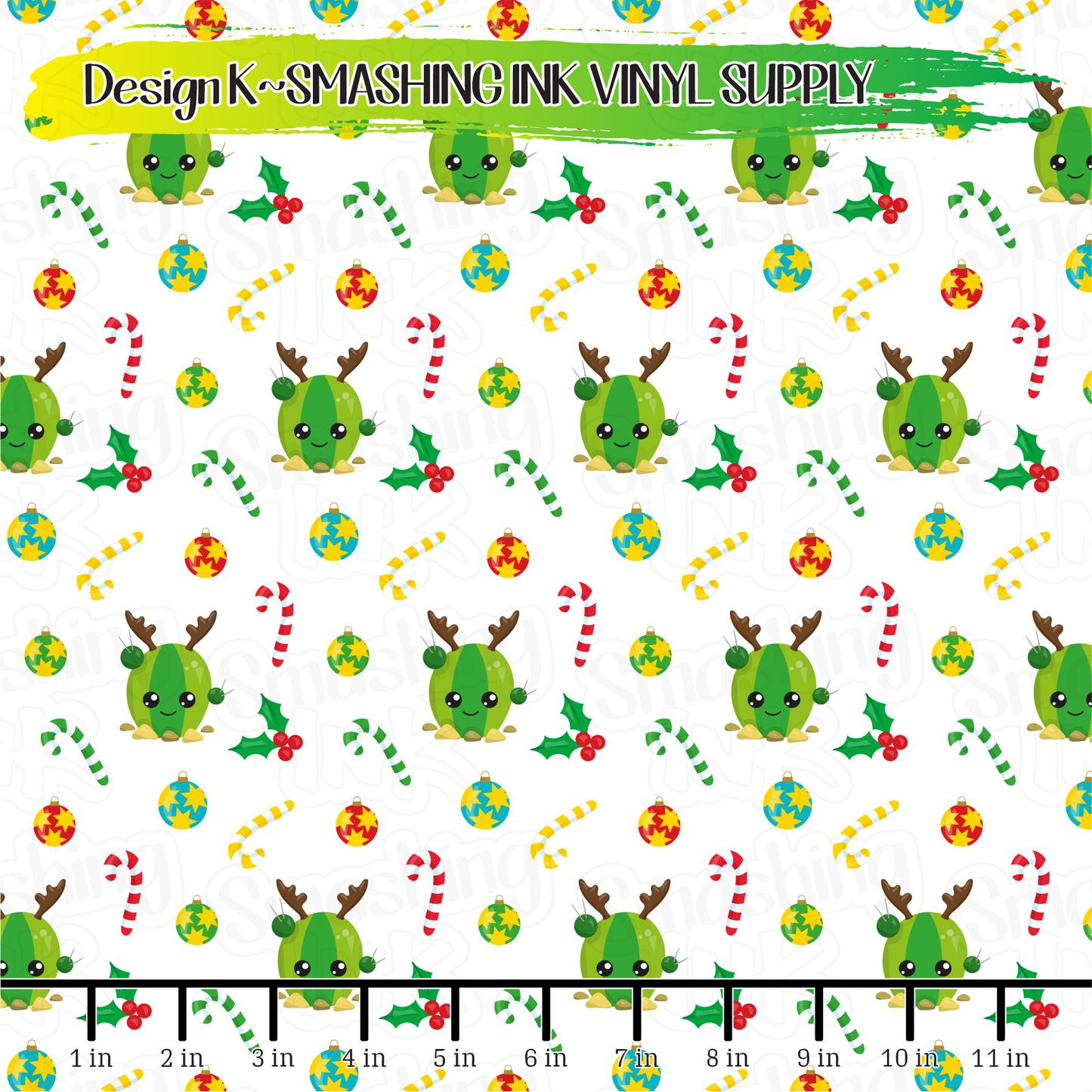 Christmas Cactus ★ Pattern Vinyl | Faux Leather | Sublimation (TAT 3 BUS DAYS)