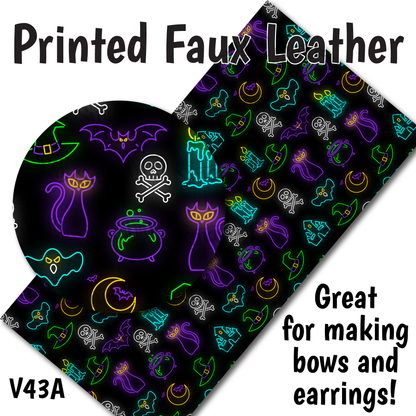 Neon Halloween - Faux Leather Sheet (SHIPS IN 3 BUS DAYS)