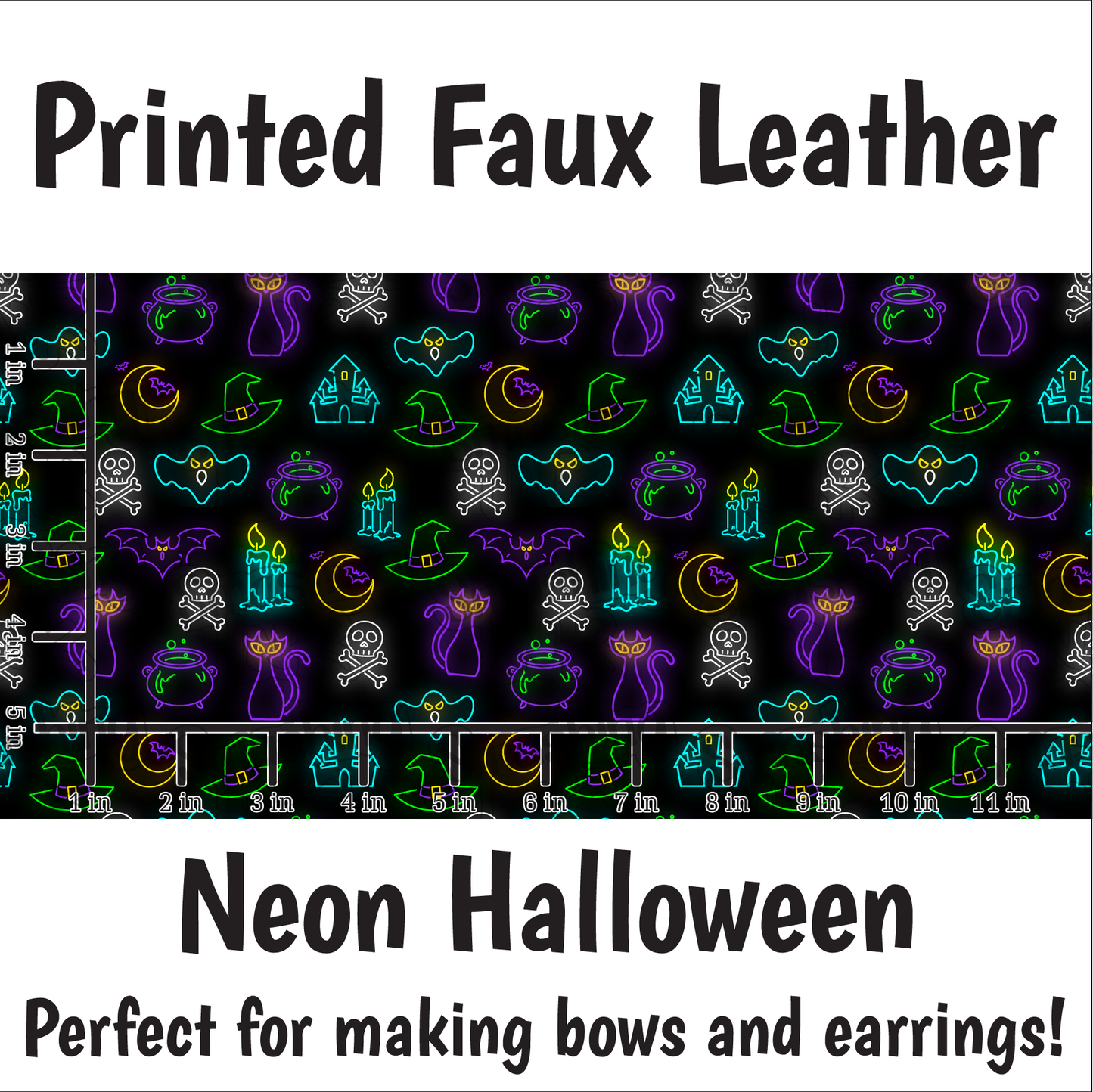 Neon Halloween - Faux Leather Sheet (SHIPS IN 3 BUS DAYS)