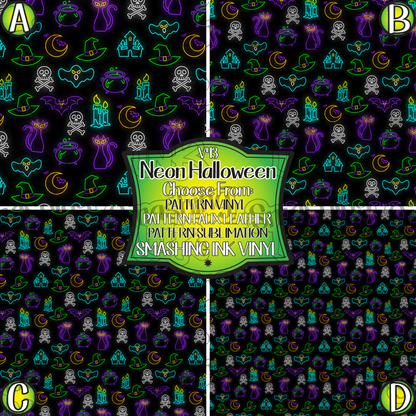 Neon Halloween ★ Pattern Vinyl | Faux Leather | Sublimation (TAT 3 BUS DAYS)