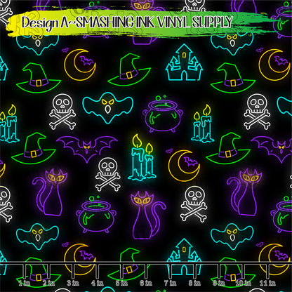 Neon Halloween ★ Pattern Vinyl | Faux Leather | Sublimation (TAT 3 BUS DAYS)