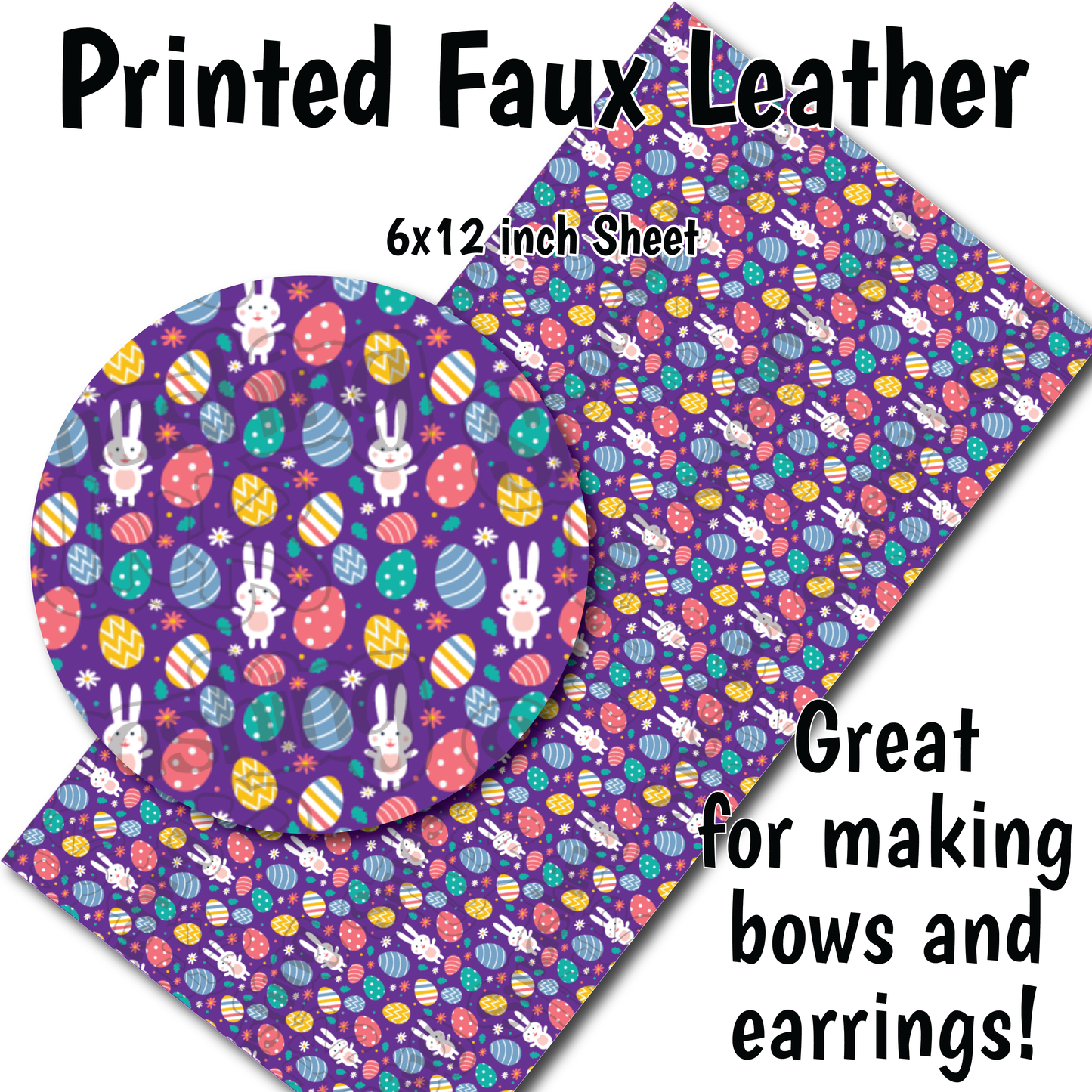 Easter Bunny Pattern - Faux Leather Sheet (SHIPS IN 3 BUS DAYS)