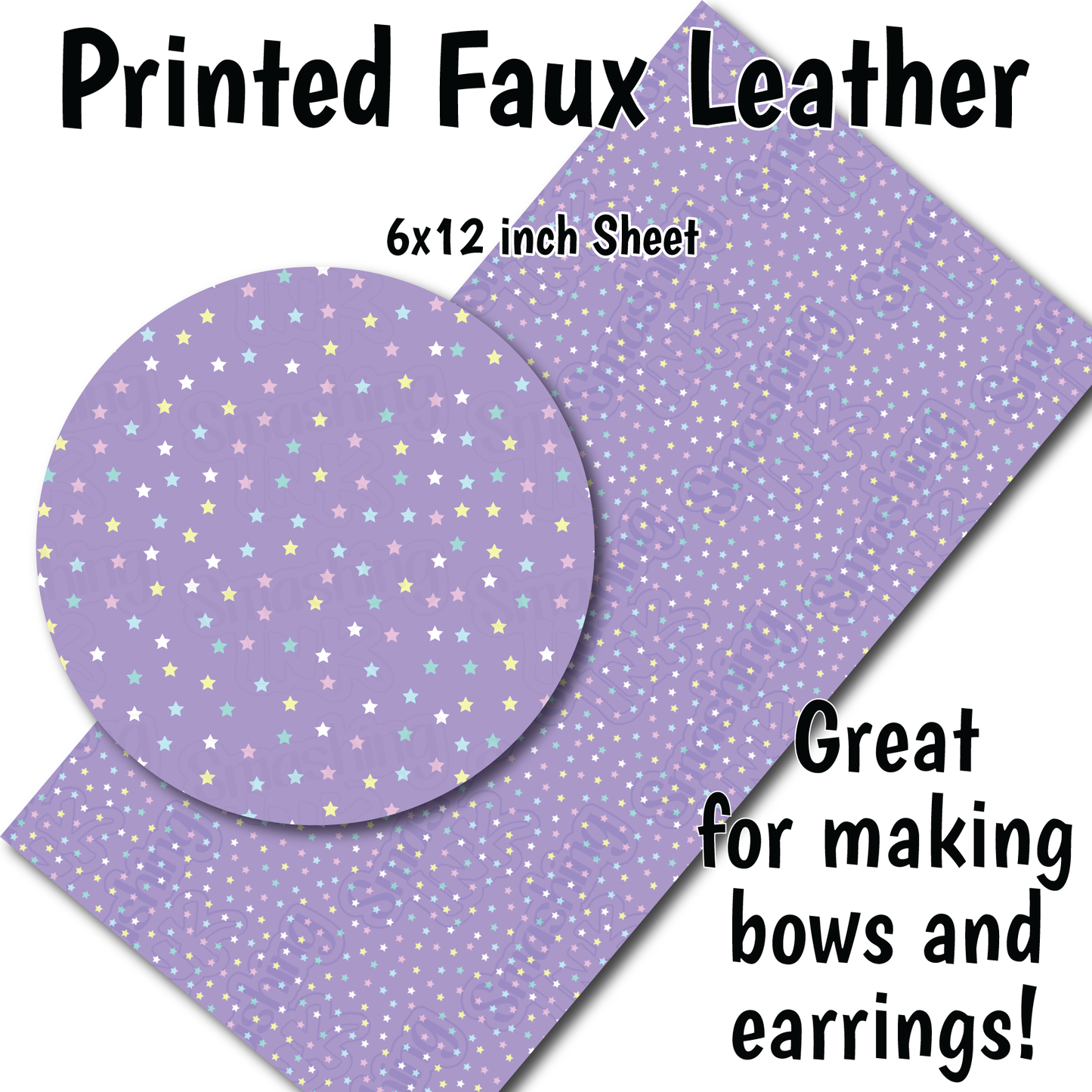 Pastel Stars - Faux Leather Sheet (SHIPS IN 3 BUS DAYS)