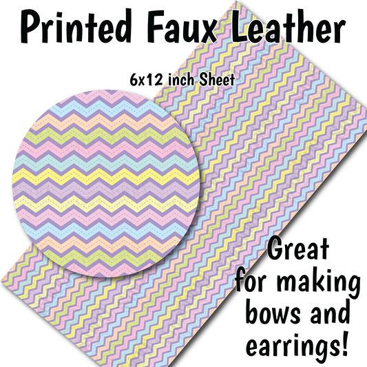 Pastel Chevron - Faux Leather Sheet (SHIPS IN 3 BUS DAYS)