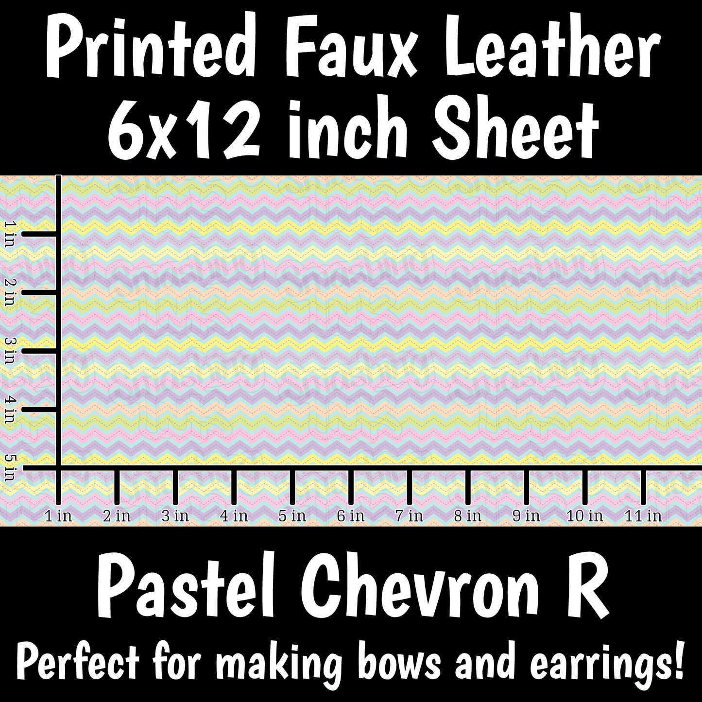 Pastel Chevron R - Faux Leather Sheet (SHIPS IN 3 BUS DAYS)