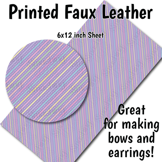 Pastel Stripes - Faux Leather Sheet (SHIPS IN 3 BUS DAYS)