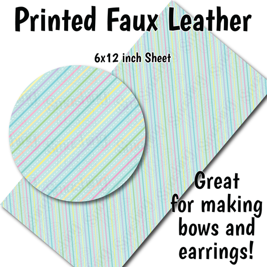 Pastel Stripes T - Faux Leather Sheet (SHIPS IN 3 BUS DAYS)