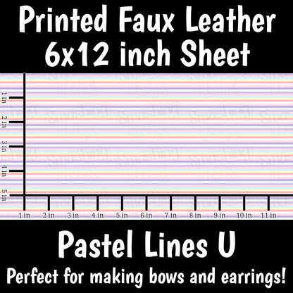 Pastel Lines U - Faux Leather Sheet (SHIPS IN 3 BUS DAYS)