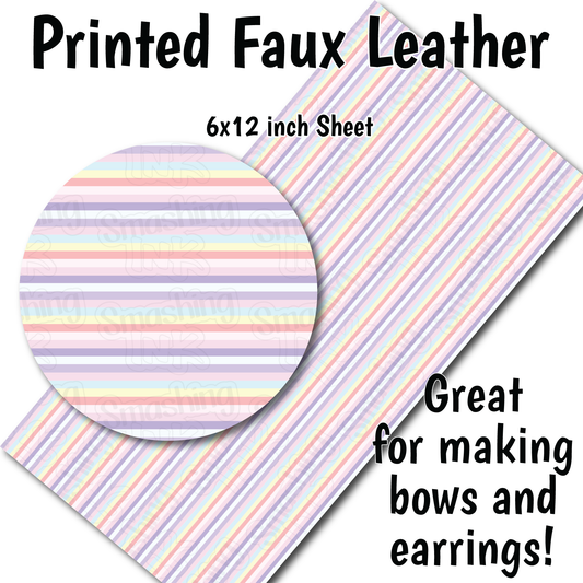 Pastel Lines U - Faux Leather Sheet (SHIPS IN 3 BUS DAYS)
