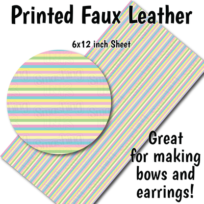 Pastel Lines W - Faux Leather Sheet (SHIPS IN 3 BUS DAYS)