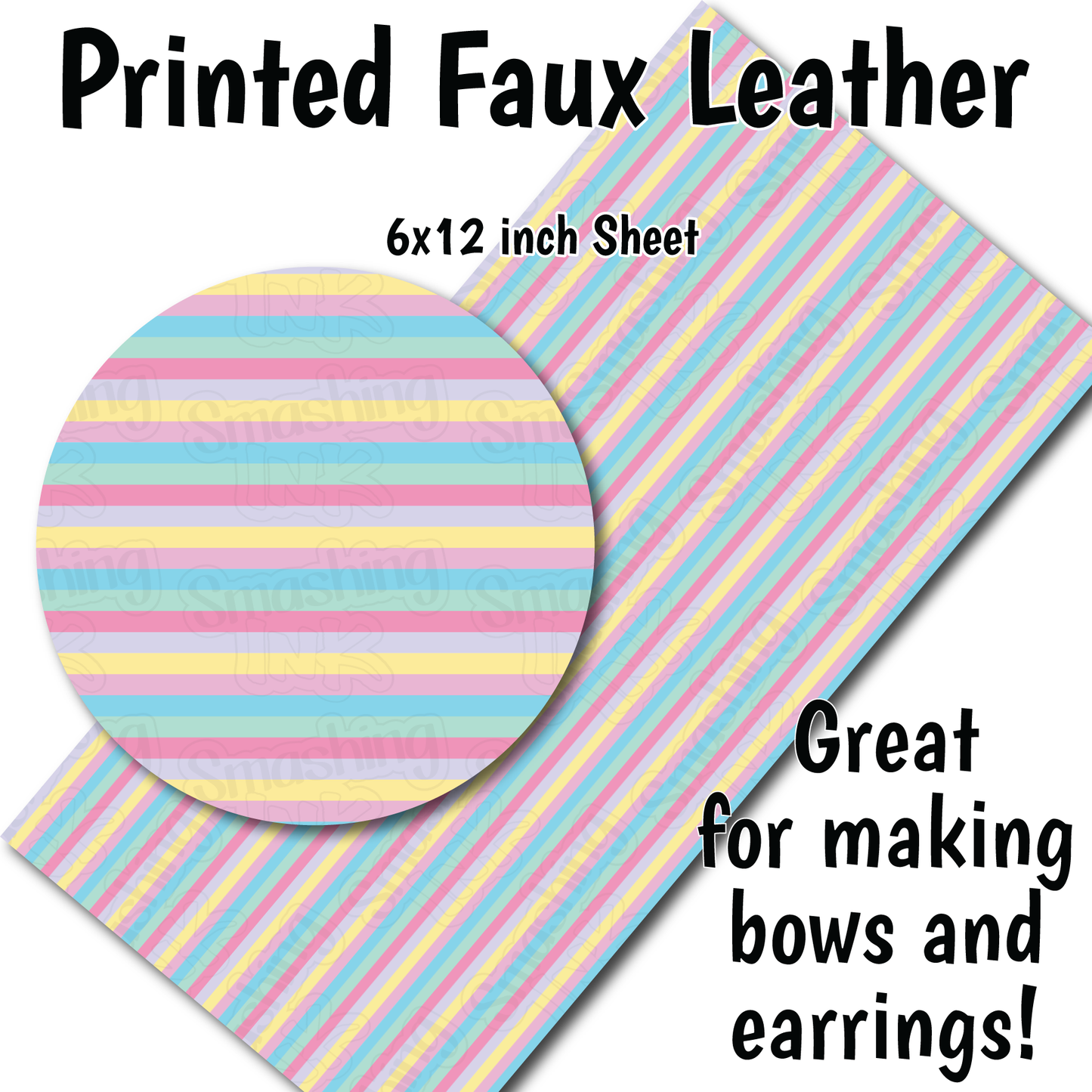 Pastel Lines X - Faux Leather Sheet (SHIPS IN 3 BUS DAYS)