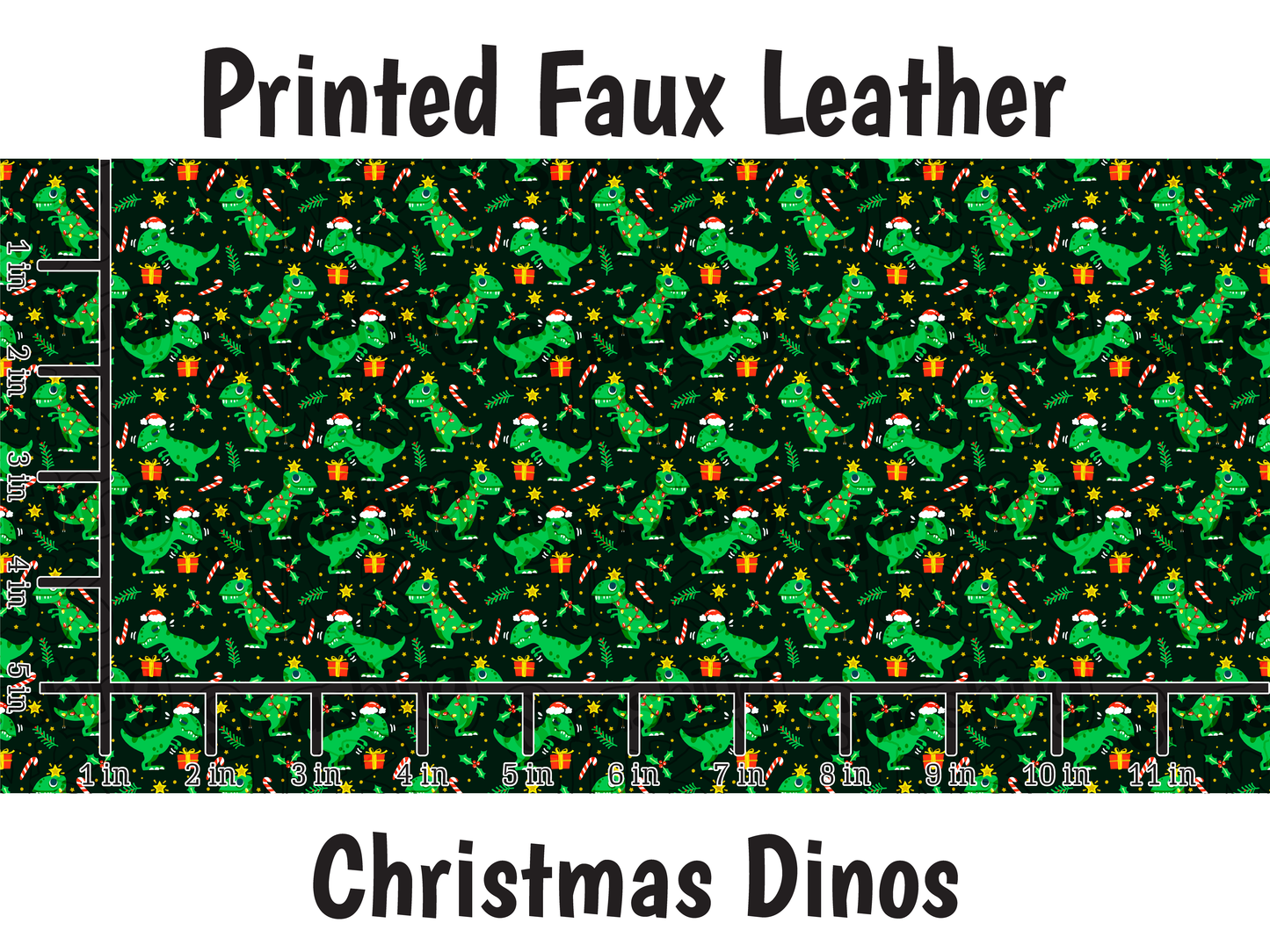 Christmas Dinos - Faux Leather Sheet (SHIPS IN 3 BUS DAYS)