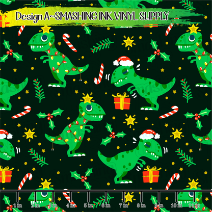 Christmas Dinosaurs ★ Laser Safe Adhesive Film (TAT 3 BUS DAYS)