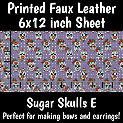 Sugar Skulls E - Faux Leather Sheet (SHIPS IN 3 BUS DAYS)