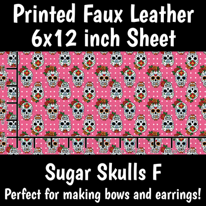 Sugar Skulls F - Faux Leather Sheet (SHIPS IN 3 BUS DAYS)