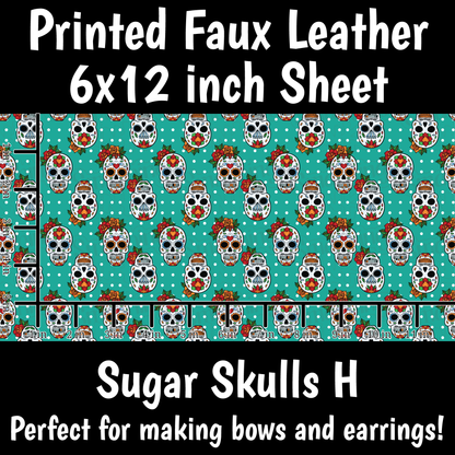 Sugar Skulls H - Faux Leather Sheet (SHIPS IN 3 BUS DAYS)