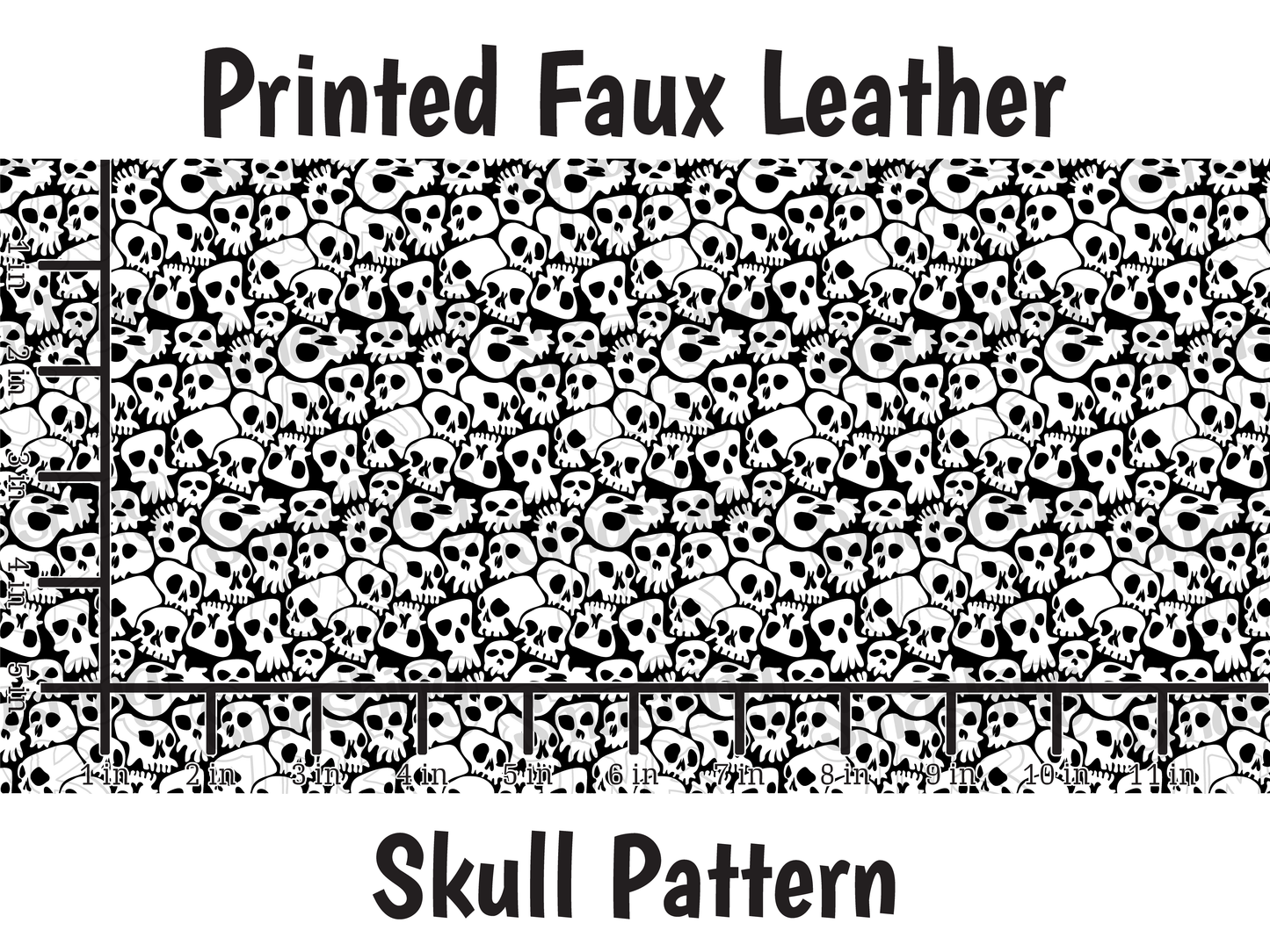 Skull Pattern - Faux Leather Sheet (SHIPS IN 3 BUS DAYS)