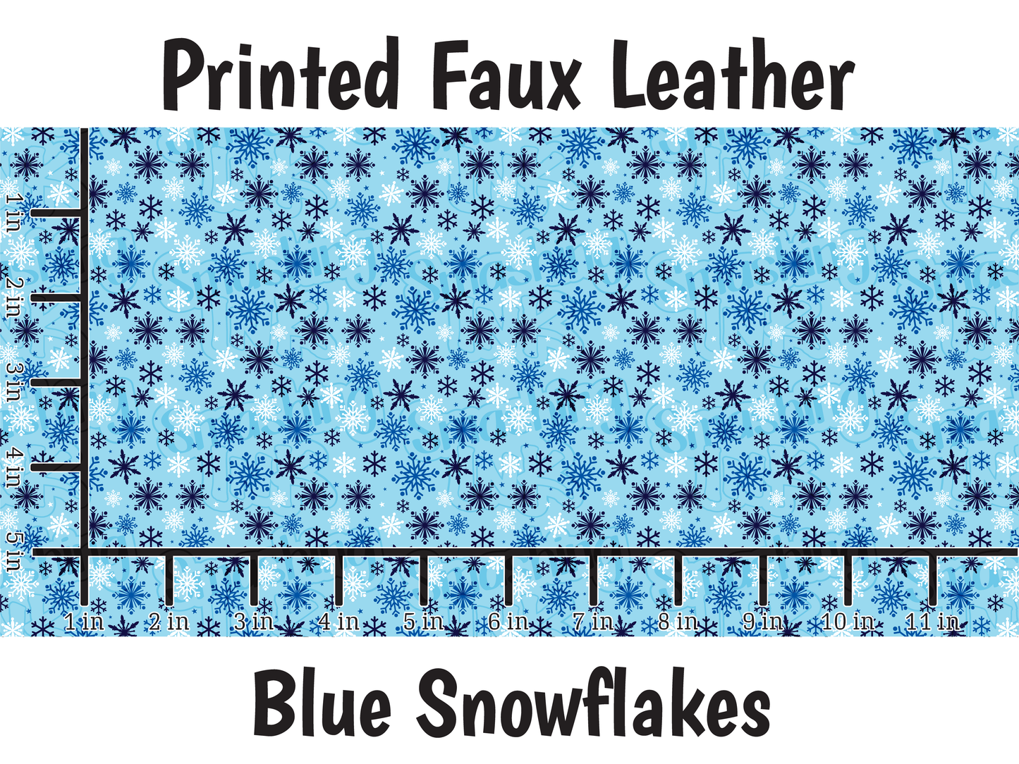 Blue Snowflakes - Faux Leather Sheet (SHIPS IN 3 BUS DAYS)