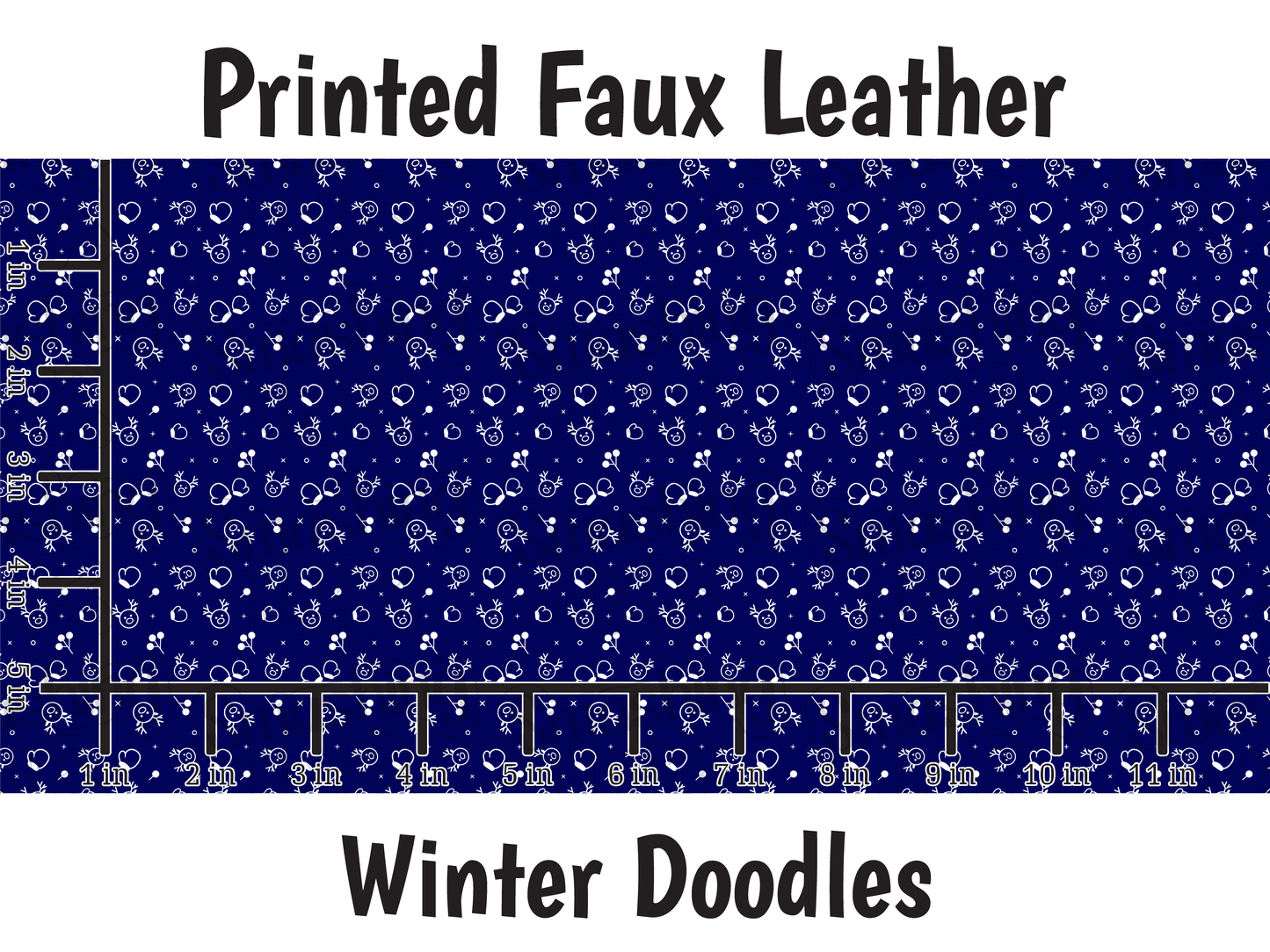 Winter Doodles - Faux Leather Sheet (SHIPS IN 3 BUS DAYS)