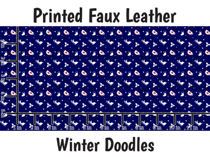 Winter Doodles - Faux Leather Sheet (SHIPS IN 3 BUS DAYS)