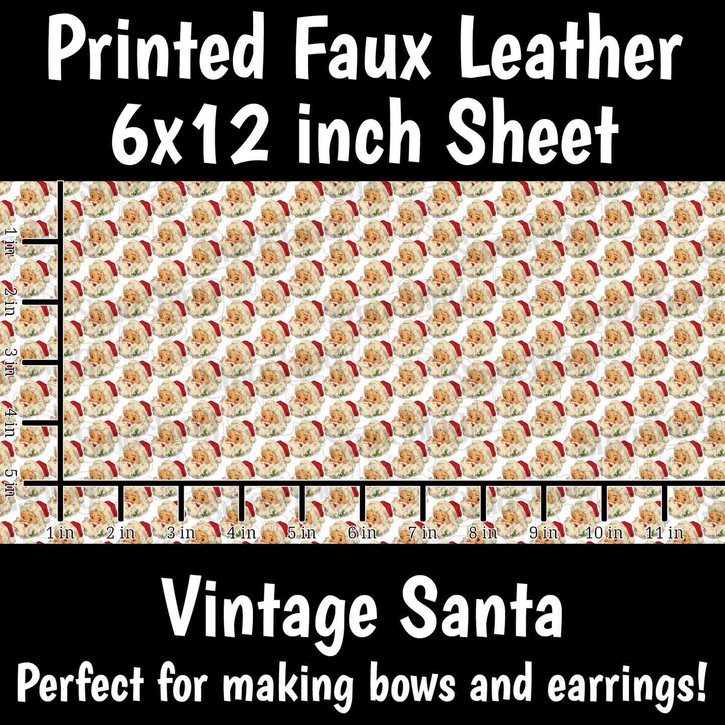 Vintage Santa - Faux Leather Sheet (SHIPS IN 3 BUS DAYS)