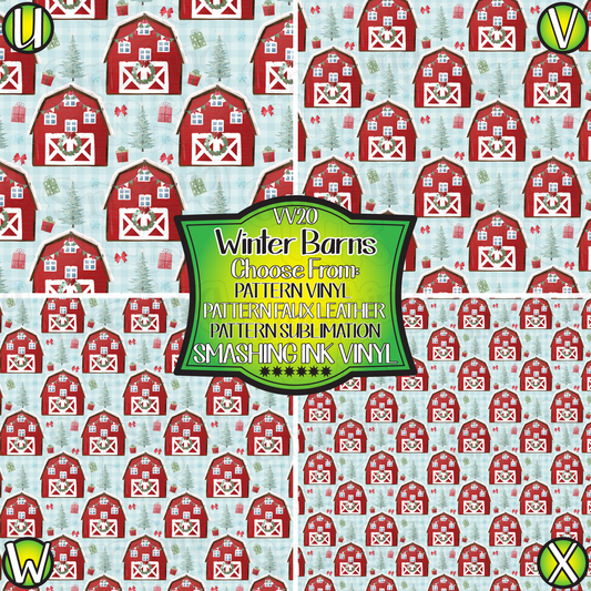 Winter Barns ★ Pattern Vinyl | Faux Leather | Sublimation (TAT 3 BUS DAYS)