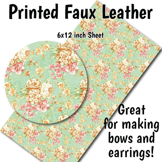 Vintage Flowers A - Faux Leather Sheet (SHIPS IN 3 BUS DAYS)