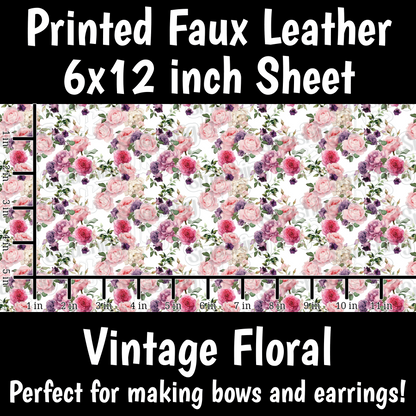 Vintage Flowers B - Faux Leather Sheet (SHIPS IN 3 BUS DAYS)