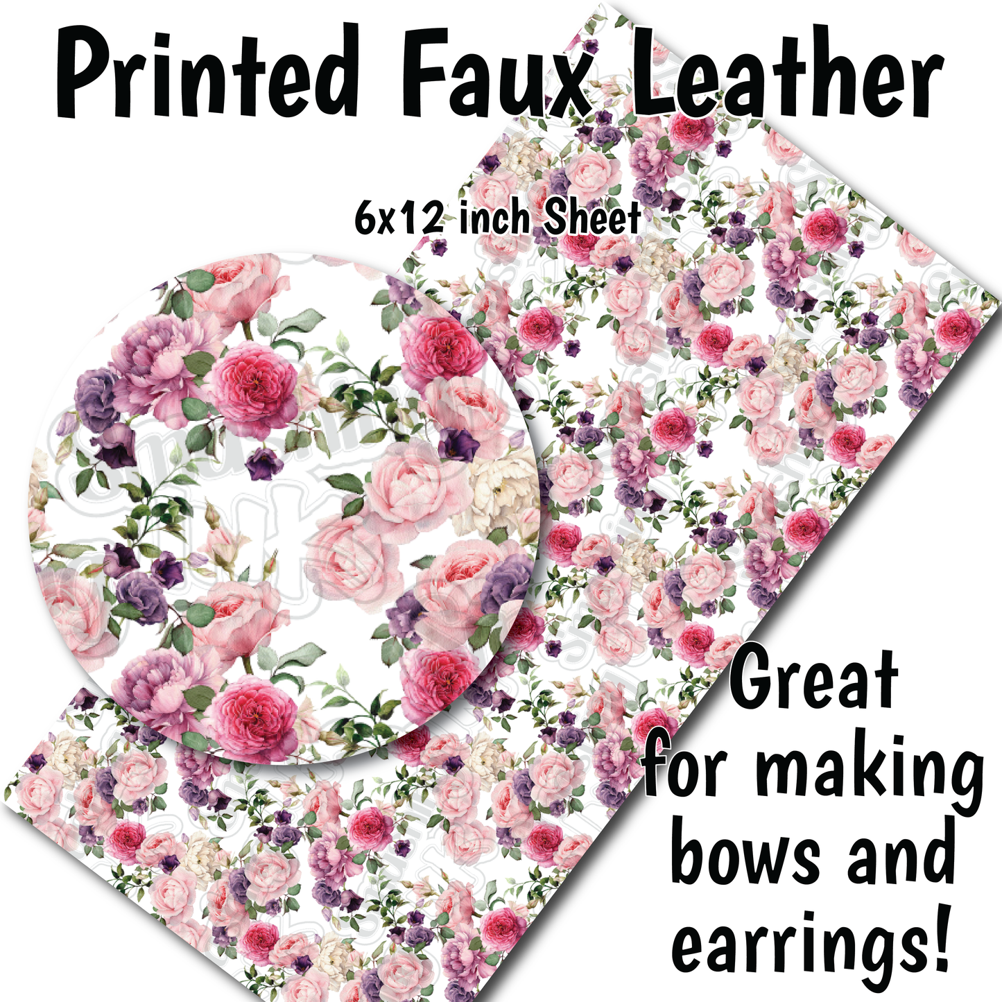 Floral Pattern Faux Leather Sheet/printed Faux Leather for 