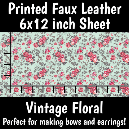 Vintage Flowers D - Faux Leather Sheet (SHIPS IN 3 BUS DAYS)