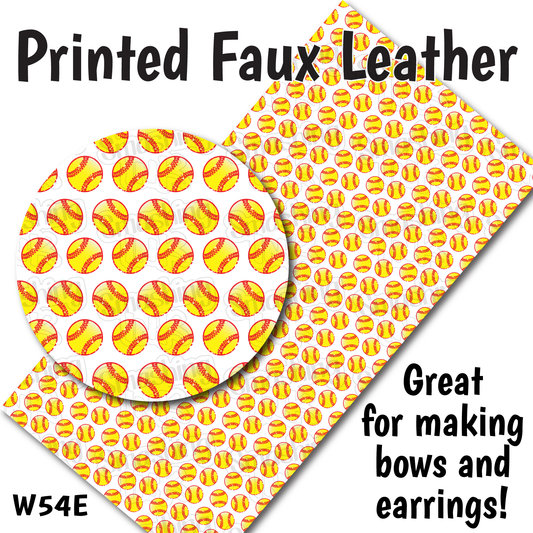 Softball Pattern - Faux Leather Sheet (SHIPS IN 3 BUS DAYS)