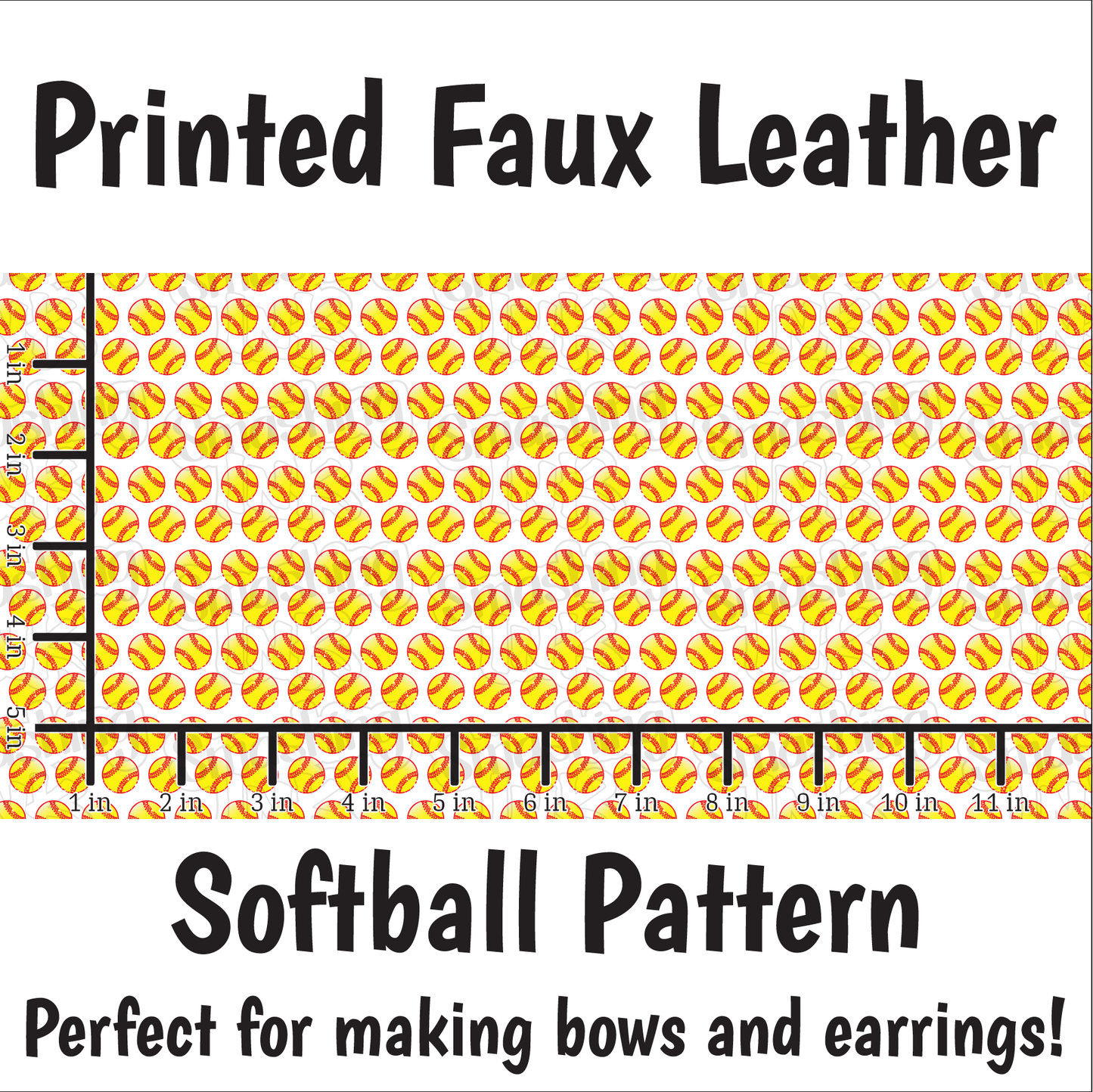 Softball Pattern - Faux Leather Sheet (SHIPS IN 3 BUS DAYS)